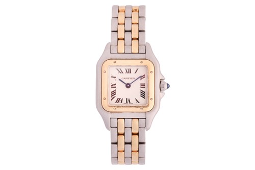 Lot 181 - A Cartier Two Gold Row Panthere Watch...