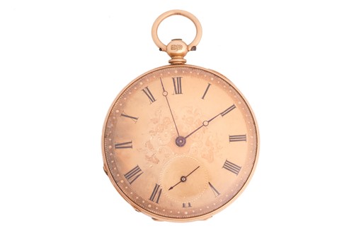 Lot 202 - An 18ct yellow gold open-faced pocket watch,...