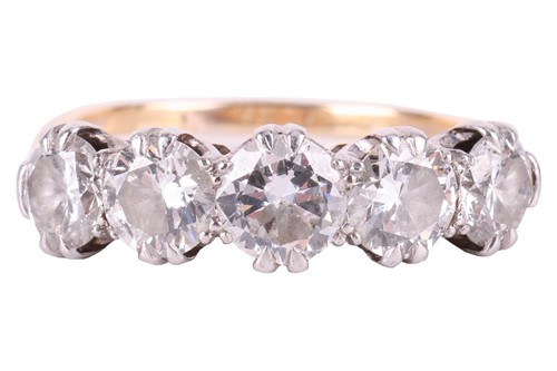 Lot 116 - A diamond five-stone ring, featuring a row of...