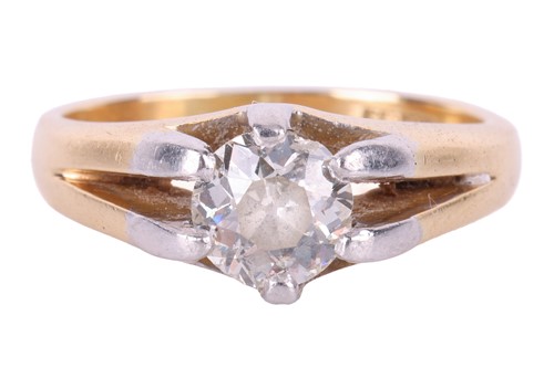 Lot 120 - An old-cut diamond belcher ring, the diamond...
