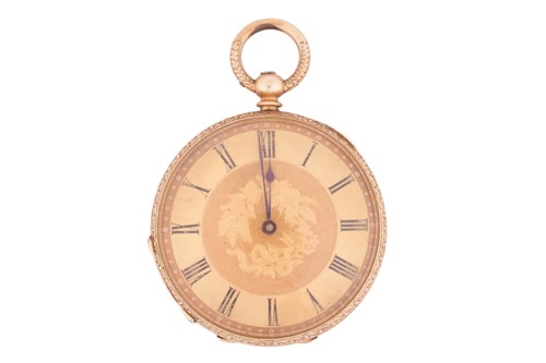 Lot An open-faced pocket watch, gilt dial with...