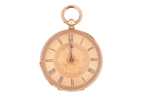 Lot 238 - An open-faced pocket watch, gilt dial with...