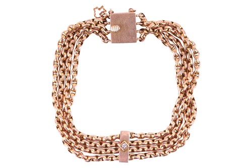 Lot 115 - A Victorian four-row strand rose gold and...