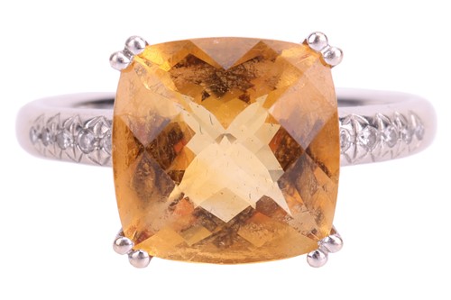 Lot A citrine dress ring in 18ct white gold,...