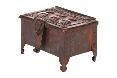 Lot 31 - An Arts and Crafts Newlyn copper table box by...
