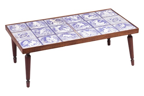 Lot 111 - A rectangular coffee table, inset with...
