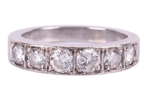 Lot 74 - A diamond-set half-eternity ring in 18ct white...