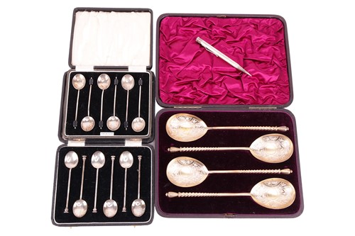 Lot 32 - A collection of silver spoons and one silver...