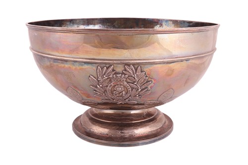Lot A large silver presentation punch bowl by Hunt...
