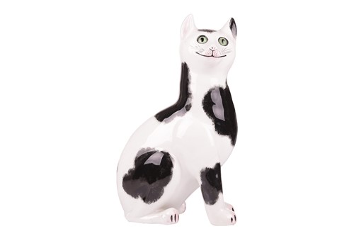 Lot 66 - A large Wemyss ceramic cat, 20th century, the...