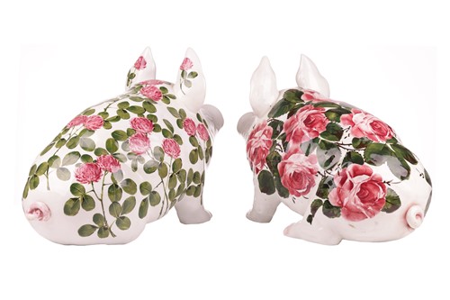 Lot 68 - A large Weymms Ware pig, with cabbage rose...