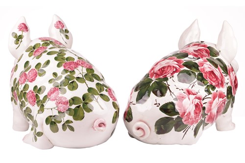 Lot 68 - A large Weymms Ware pig, with cabbage rose...