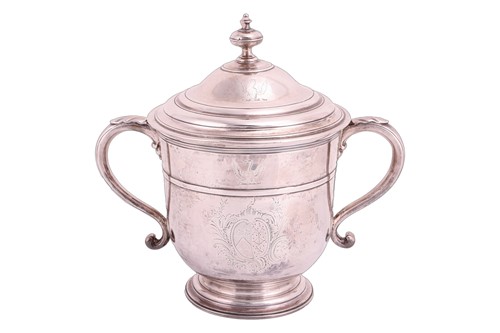 Lot A Queen Anne silver two handled cup and cover...