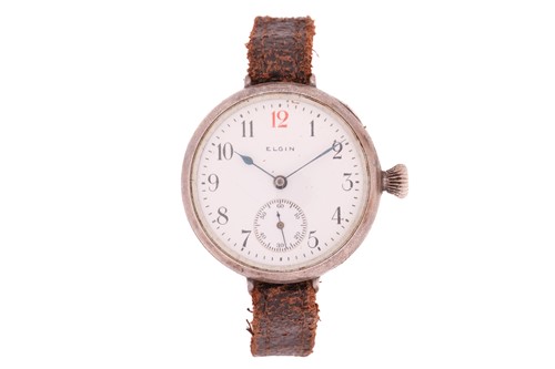 Lot 98 - A 1914 Elgin keyless wound trench watch,...