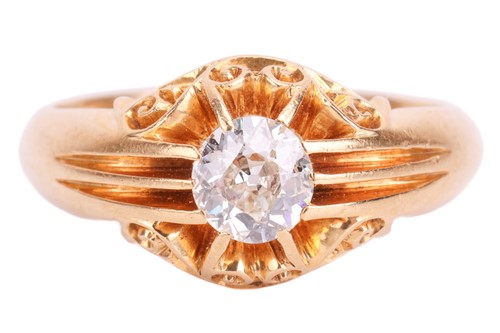 Lot 46 - An Edwardian diamond belcher ring in 18ct gold,...