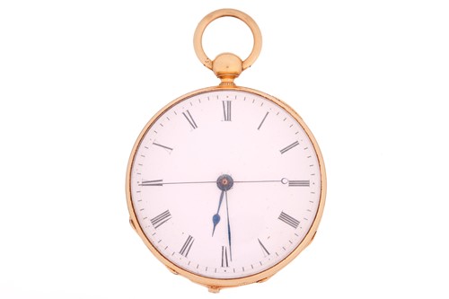 Lot 237 - An 18ct yellow gold open-face pocket watch,...