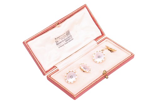 Lot 95 - A pair of mother of pearl and diamond...