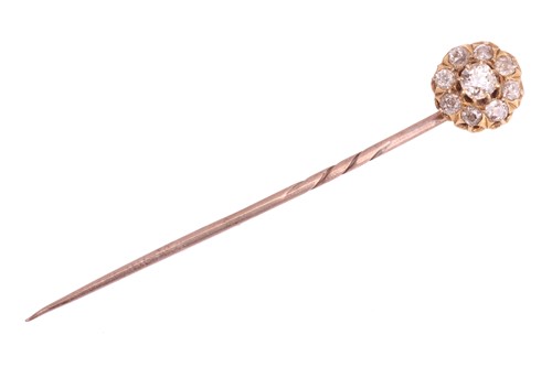 Lot 83 - A 19th century diamond cluster stick pin...