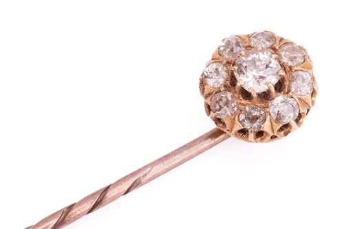 Lot 83 - A 19th century diamond cluster stick pin...