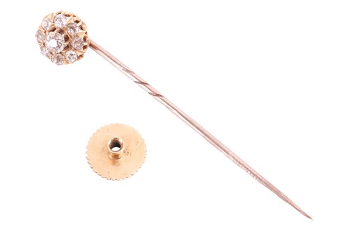 Lot 83 - A 19th century diamond cluster stick pin...