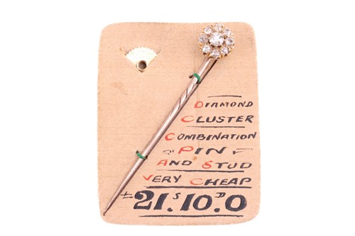 Lot 83 - A 19th century diamond cluster stick pin...