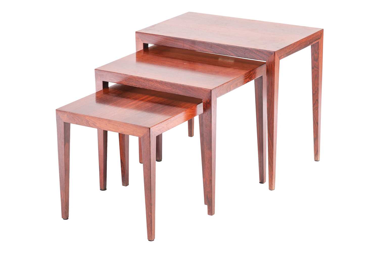 Lot 208 - A 1970s nest of three Severin Hansen rosewood...