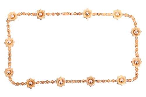 Lot 89 - A fancy link necklace of floral design, the...