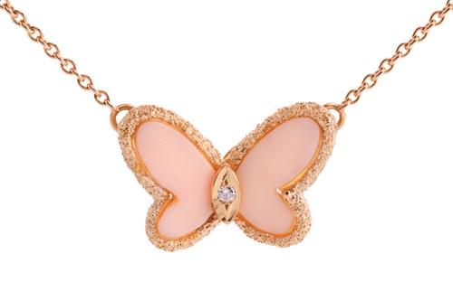 Lot 100 - Van Cleef & Arpels - a butterfly necklace set...
