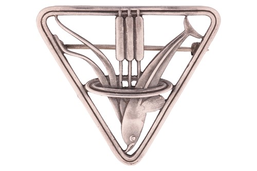 Lot 178 - Georg Jensen - a triangular openwork brooch...