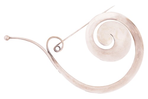 Lot 176 - Georg Jensen - 'Pram' brooch of spiral form,...