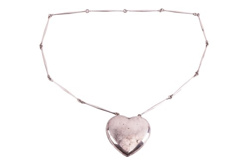 Lot 174 - Georg Jensen - a large 'Joy' heart necklace,...