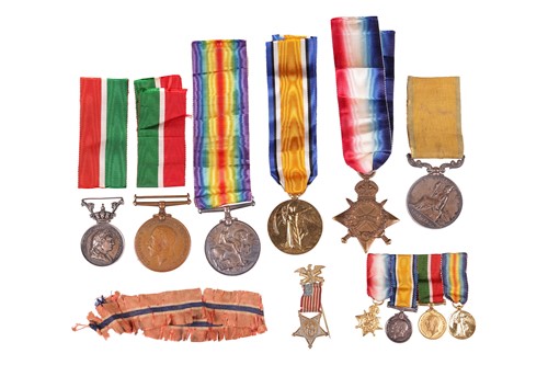 Lot 176 - A WWI medal group named to Eng. Lt. H J Watty...