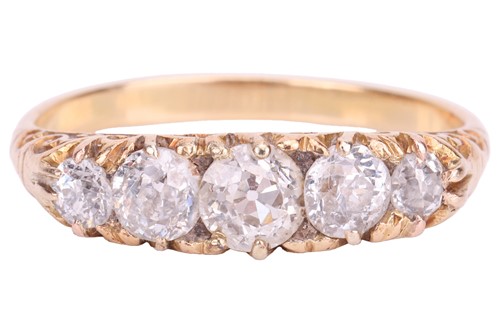 Lot 34 - A diamond carved half hoop ring, featuring a...