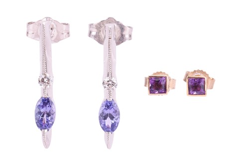 Lot 53 - Two pairs of gem-set earrings; to include a...