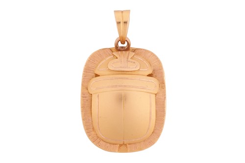 Lot 110 - A scarab pendant, engraved with Egyptian...