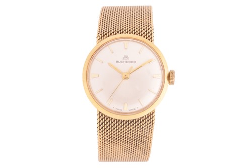 Lot 202 - A Bucherer automatic 18ct gold dress watch,...