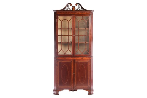 Lot 36 - An Edwardian mahogany and marquetry inlaid...