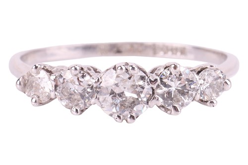 Lot 77 - A diamond five-stone ring, featuring a row of...