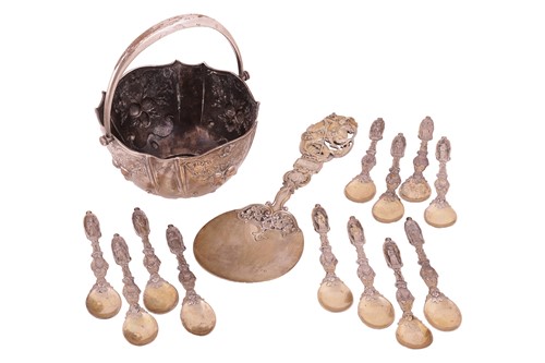 Lot 106 - A group of Continental white metal items; to...