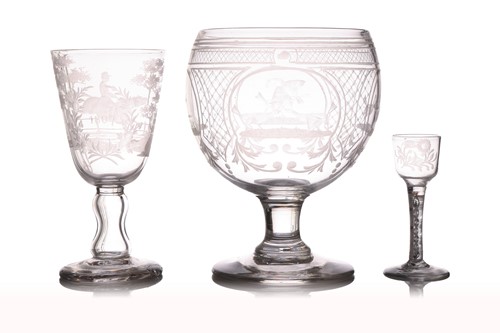 Lot 156 - A large 19th century hand-blown glass goblet,...