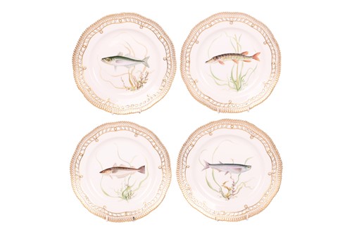 Lot 153 - A set of four Royal Copenhagen cabinet plates,...