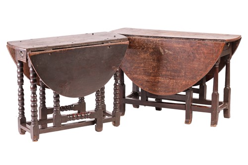 Lot 105A - A small Charles II oak oval gate leg table...