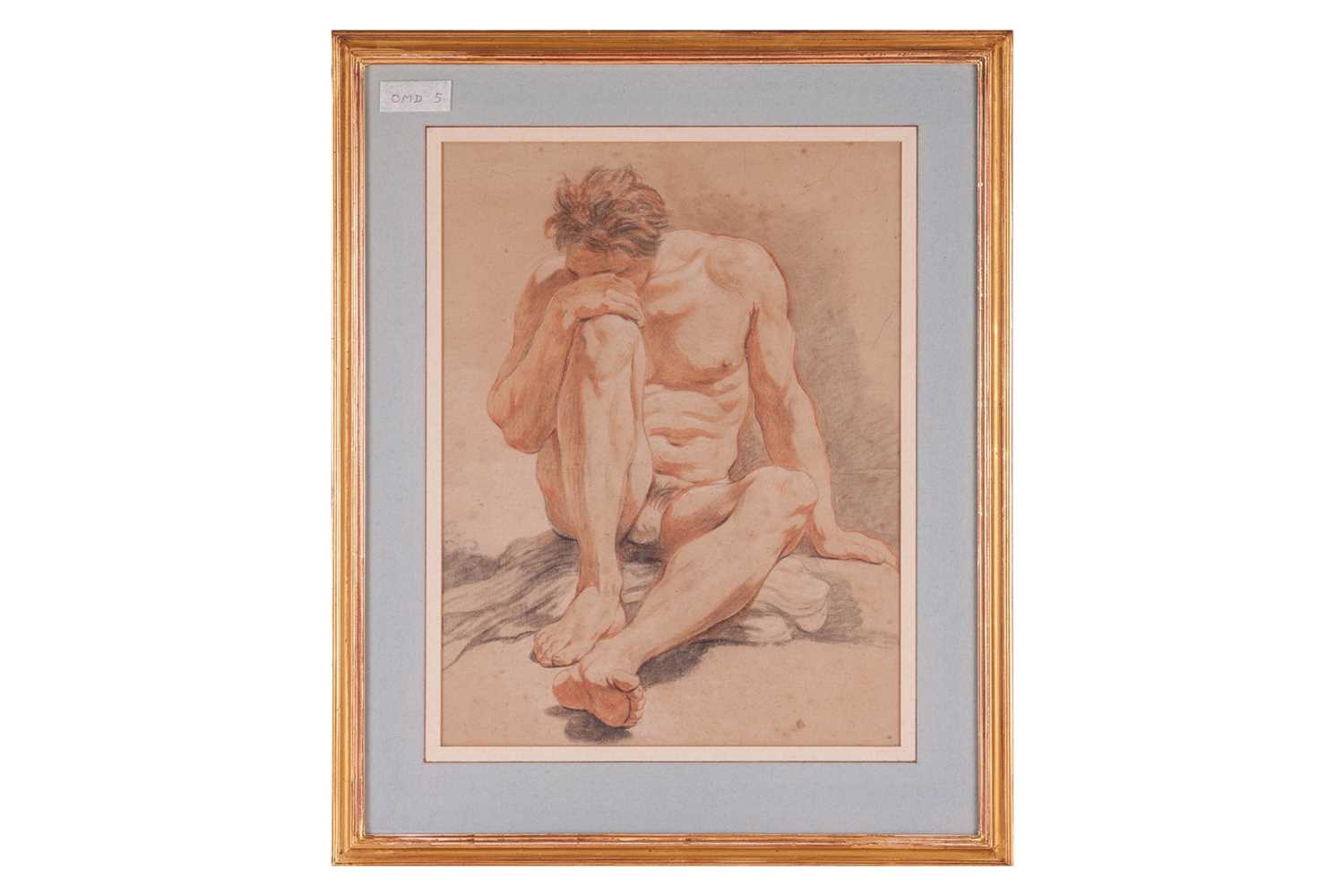 Lot 91 - French School, 19th century, Seated male nude,...