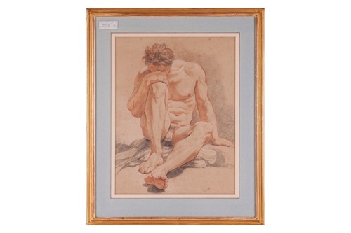 Lot 91 - French School, 19th century, Seated male nude,...