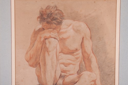 Lot 91 - French School, 19th century, Seated male nude,...