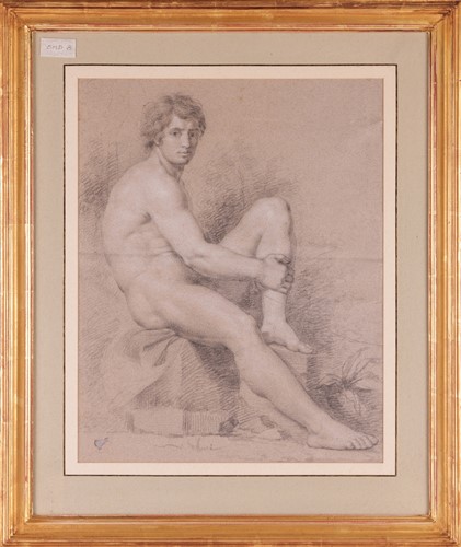 Lot 136 - Italian School, 19th century, Seated nude male...