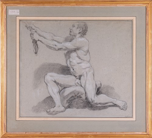 Lot 98 - French School, 18th century, Seated nude male...