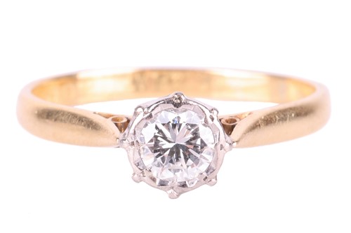 Lot A diamond solitaire ring, set with a round...