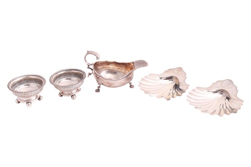 Lot 25 - A pair of George III silver shell-shaped...