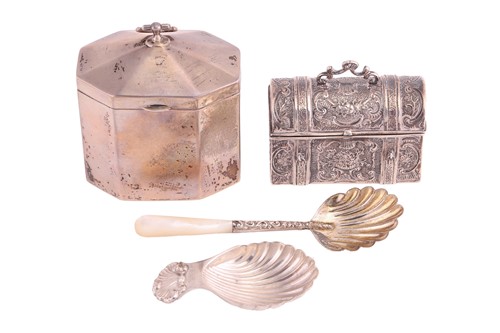 Lot 24 - A German Hanau silver chest box, struck with...